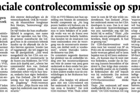 Beleidsevaluatie (weer) in krant